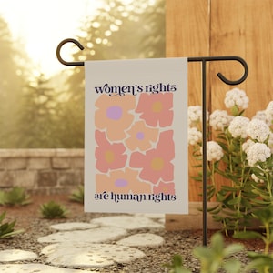 Women's Rights Garden Flag, Retro Boho Flower Feminist Yard Flag, Floral Vintage Style Decor, Outdoor Flag, Feminist Art, Human Rights