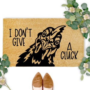 Funny Chicken Door Mat, I Don't Give a Cluck Welcome Mat, Chicken Decor, Front Doormat, Hen House Doormat, Housewarming Gift