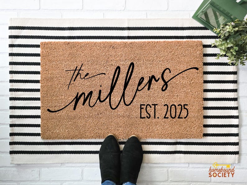 Custom Last Name Doormat - Personalized Family Welcome Mat, Housewarming Gift, Wedding Gift, New Home Decor, Newlywed Gift, New Home Gifts