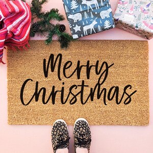 Merry Christmas Doormat, Christmas Welcome Mat, Festive Door Mat, Winter Decor, Christmas Decor, Holiday Doormat, Seasonal Front Porch Decor