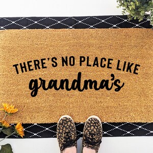 There&#39;s No Place Like Grandma&#39;s Doormat | Gift for Grandma | Christmas Gift | Cute Doormat for Grandparent