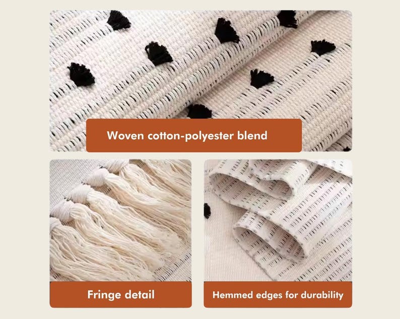 Modern Nordic Style Accent Rug, Pattern Indoor Outdoor Layering Rug for Doormat, Modern Home Decor, Cotton Woven Accent Rug image 2