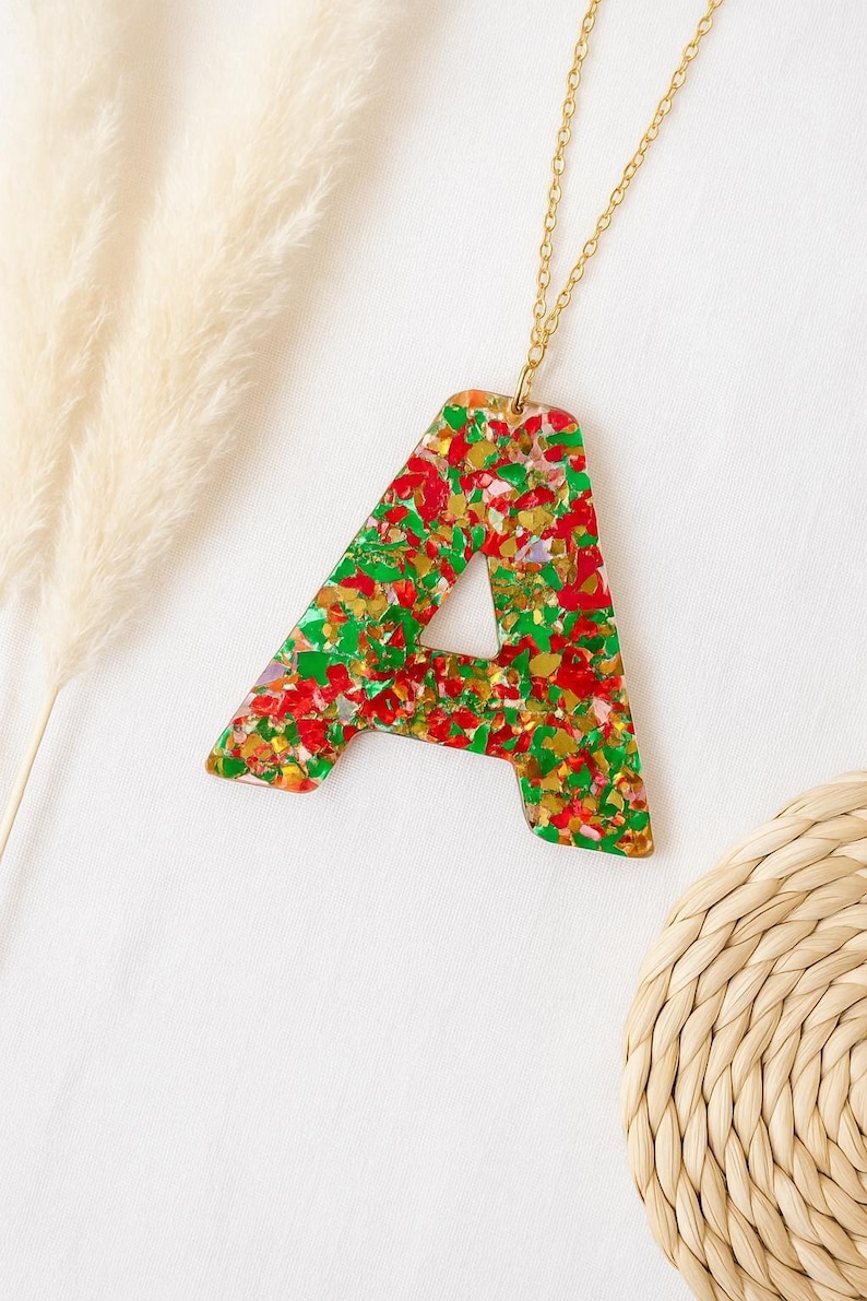 Chunky Glitter Initial Ornament: Personalized Christmas Tree Decoration image 3