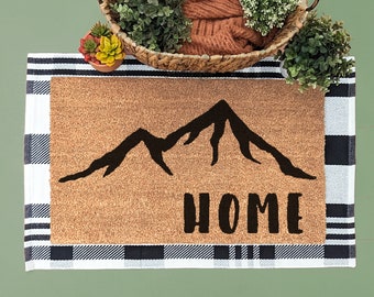 Mountain Doormat | Welcome Mat | Home Doormat | Rustic Cabin Decor | Mountain Decor | Housewarming Gift | Custom Doormat |