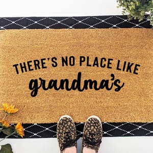 There's No Place Like Grandma's Doormat | Gift for Grandma | Christmas Gift | Cute Doormat for Grandparent image 1