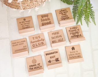 Funny Mini Desk Signs – Engraved Wood Quote Signs for Office Small Shelf Decor with Sass, Tier Tray Decor, Gift for Co-Worker or Best Friend