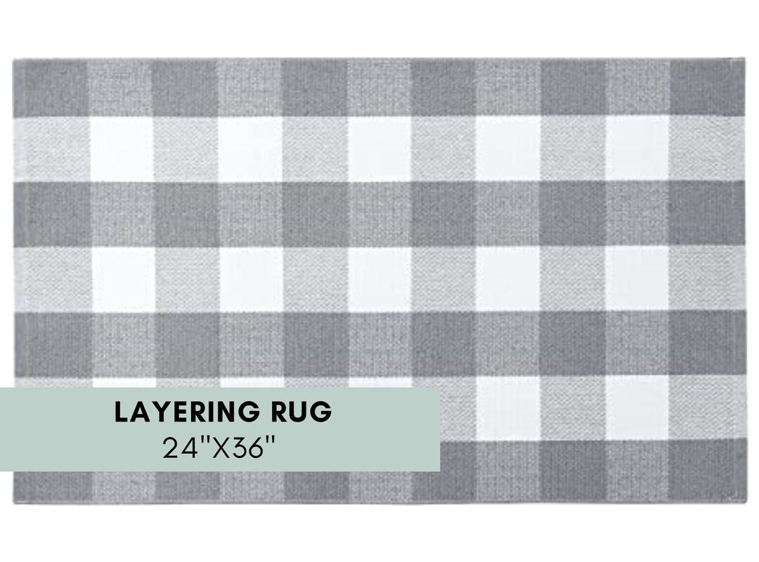 Grey and White Buffalo Check Rug for Layering Rug Woven Etsy
