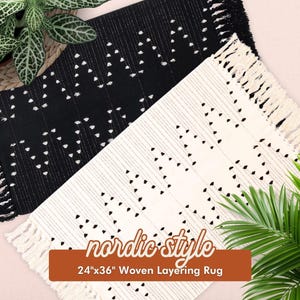 Modern Nordic Style Accent Rug, Pattern Indoor Outdoor Layering Rug for Doormat, Modern Home Decor, Cotton Woven Accent Rug image 1