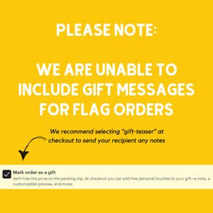 a yellow background with a message that reads, please note we are unable to include