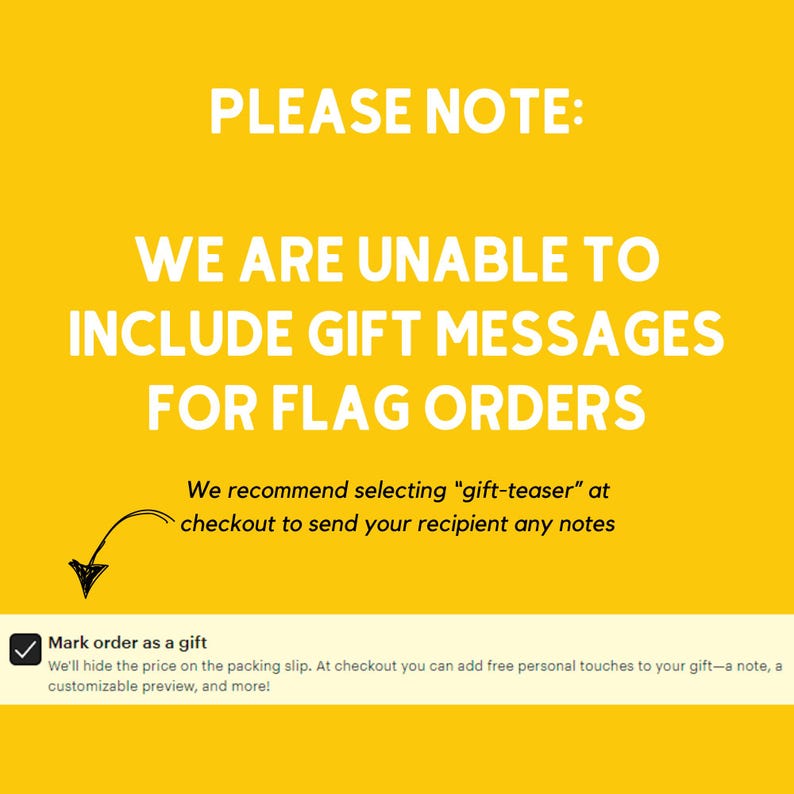 a yellow background with a message that reads, please note we are unable to include