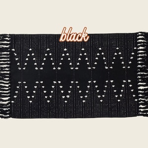 Modern Nordic Style Accent Rug, Pattern Indoor Outdoor Layering Rug for Doormat, Modern Home Decor, Cotton Woven Accent Rug Black