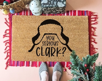 You Serious Clark Funny Christmas Doormat, Seasonal Decor, Griswold Holiday Movie Quote Welcome Mat, Front Doormat, Outdoor Doormat