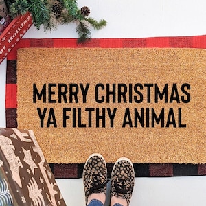 Filthy Animal Doormat, Funny Christmas Door Mat, Funny Holiday Welcome Mat, Merry Christmas Doormat, Christmas Front Porch Outdoor Decor