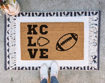 Kansas City  Football Doormat | Welcome Mat | Door Mat | Outdoor Rug | Cute Doormat | Football Fan |