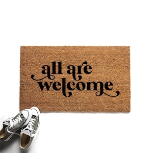 All Are Welcome Doormat, Flint & Field Doormat Collection, Outdoor Door Mat, Housewarming Gift
