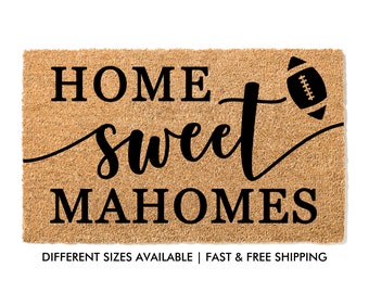 Home Sweet Mahomes Kansas City Football Doormat, Football Party Decor, Sports Gift, Housewarming Gift, Gift for Sports Fan