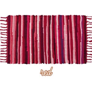 Colorful Boho Rugs, Woven Outdoor Rug, Layering Rug, Boho Decor, Fringe Accent Rug Red