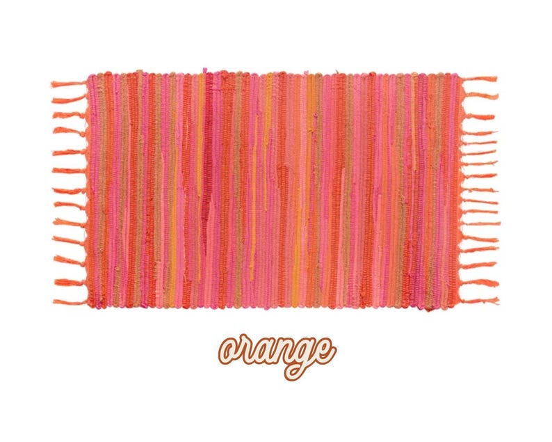 Colorful Boho Rugs, Woven Outdoor Rug, Layering Rug, Boho Decor, Fringe Accent Rug Orange