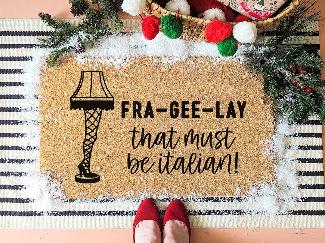 Frageelay Christmas Door Mat, Funny Leg Lamp Christmas Doormat, Holiday Mat, Christmas