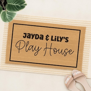 Personalized Kids Playhouse Doormat - Kids Custom Play House Doormat, Playroom Decor, Cute Gift for Childrens Play Area