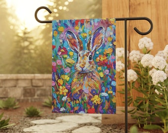 Spring Bunny Garden Flag, Easter Bunny Rabbit Decorations, Yard and House Flag, Garden Sign, Lawn Decor, Easter Decor, Double Sided