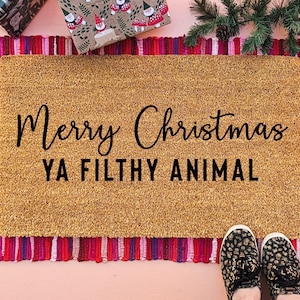 Merry Christmas Ya Filthy Animal  Doormat | Welcome Mat | Funny Doormat | Holiday Decor | Christmas Doormat