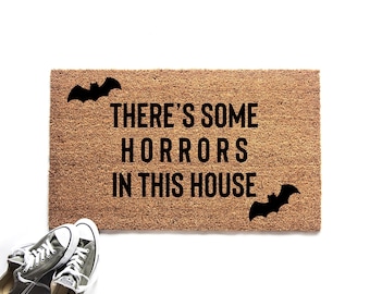 Funny Halloween WAP Doormat, Horrors in This House Welcome Mat, Halloween Decor, Spooky Bats Door Mat