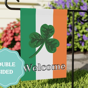 Happy St. Patrick&#39;s Day Garden Flag, Shamrock Irish Sign, Outdoor House Flag Yard Art, St. Patrick&#39;s Day Decor, Double Sided House Flag