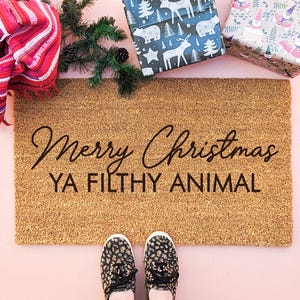 Filthy Animal Doormat, Funny Christmas Door Mat, Funny Holiday Welcome Mat, Merry Christmas Doormat, Christmas Front Porch Outdoor Decor