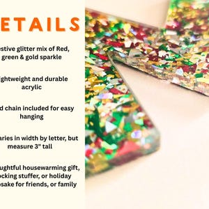Chunky Glitter Initial Ornament: Personalized Christmas Tree Decoration image 2