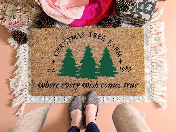 Christmas Tree Farm Holiday Door Mat, Christmas Tree Farm Doormat, Welcome Mat, Winter Decor, Christmas Gift, Seasonal Front Porch Decor