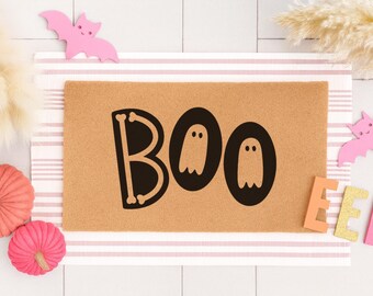 Spooky BOO Halloween Doormat: Ghost & Skeleton Porch Decor