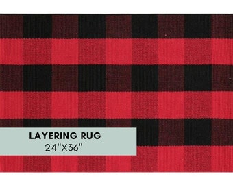 Red and Black  Buffalo Check Rug for Layering Rug, Woven Buffalo Check Plaid Rug for Layering Doormat, Farmhouse Decor, Layered Welcome Mat