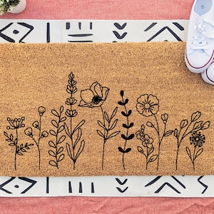 Flower Doormat, Floral Door Mat, Wildflower Welcome Mat, Floral Decor, Aesthetic Decor, Spring Flower Decor, Housewarming Gift