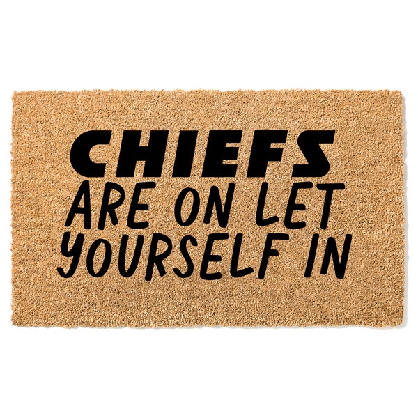 Football is on Let Yourself in Doormat Etsy