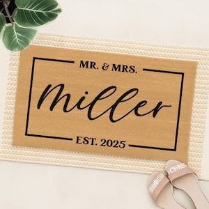 Mr. and Mrs. Personalized Doormat, Personalized Wedding Gift, Custom Last Name Door Mat, Family Name Door Mat, Gift for Newlywed Couple