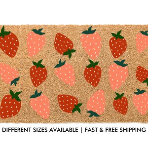  Outdoor Rug Non-Slip Strawberry Pattern Large Outdoor