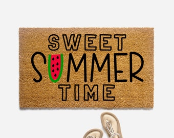 Sweet Summer Time Watermelon Doormat, Summer Welcome Mat, Housewarming Gift, Cute Door Mat