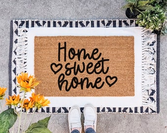 Home Sweet Home Doormat, Cute Housewarming Gift, Front Porch Decor, Custom Welcome Mat, Closing Gift, Welcome Mat, Door Mat