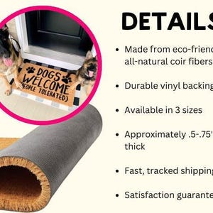 a dog door mat with a picture of a dog on it