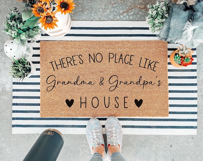 No Place Like Grandma and Grandpa's House Doormat, Grandparents Gift, Grandparent Welcome Mat, Mother's Day Gift, Gift for Grandma, Door Mat
