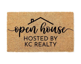 Open House Door Mat, Real Estate Agent Open House Doormat, Business Welcome Mat, Front Door Mat, Custom Business Doormat