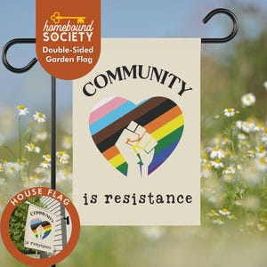 Community is Resistance Garden Flag, LGBTQ Rights Activism Double Sided Outdoor Flag, Human Rights Pride Yard Decor, Social Justice Flag