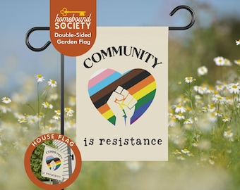 Community is Resistance Garden Flag, LGBTQ Rights Activism Double Sided Outdoor Flag, Human Rights Pride Yard Decor, Social Justice Flag