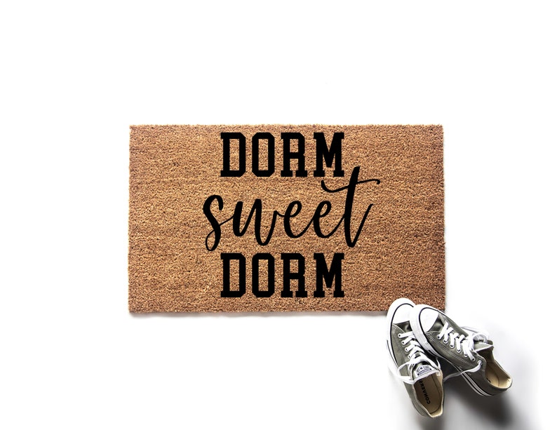 Dorm Sweet Dorm Doormat College Welcome Mat College Room Decor Personalized Gift Back to School Gift image 1