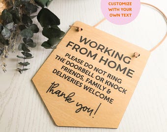 Do Not Knock or Ring the Doorbell Door Sign, Working From Home Sign, Door Hanger, Housewarming Gift, Work from Home Gifts