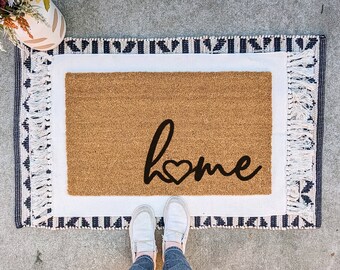 Home Doormat | Welcome Mat | Rustic Farmhouse Decor | Custom Doormat | Housewarming Gift | New Home Gift |  | 18x30