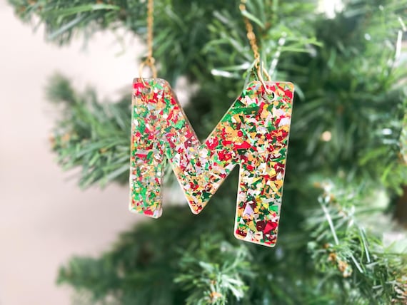Chunky Glitter Initial Ornament: Personalized Christmas Tree Decoration