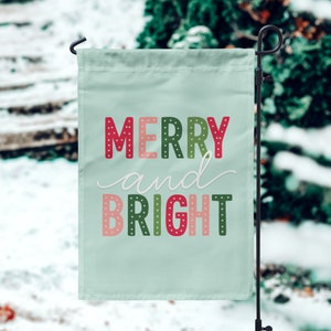 Merry and Bright Holiday Garden Flag, Cute Christmas Decor, Holiday Decor, Double Sided House Flag, Christmas Flag