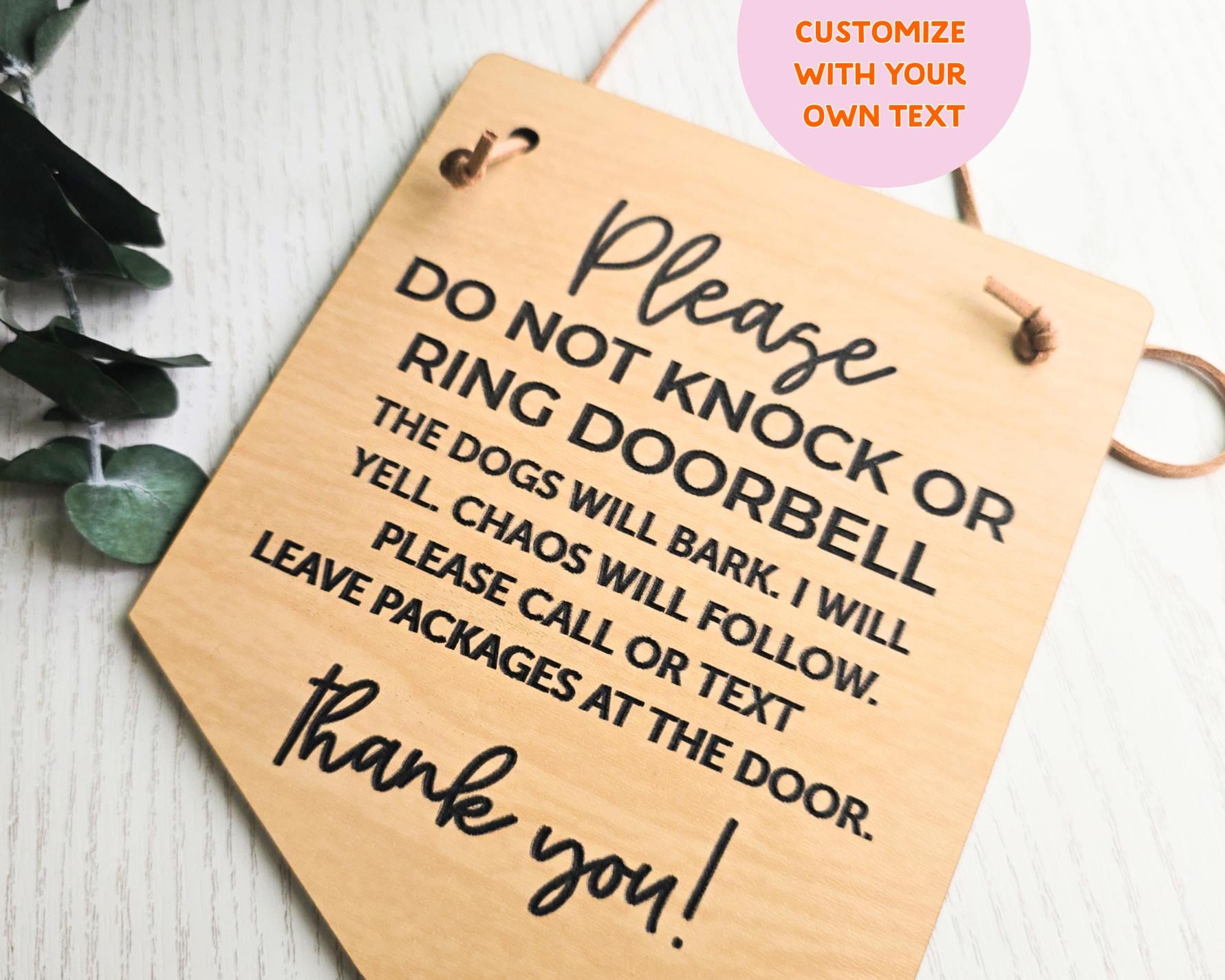 Do Not Knock or Ring Doorbell Front Door Sign, Do Not Disturb Sign, Gift for Dog Owner, Door Hanger, Housewarming Gift